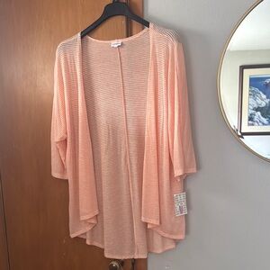 Peach Striped Open Cardigan